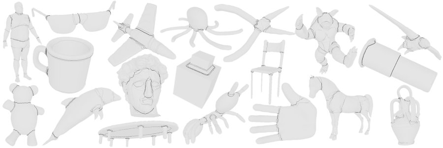 Template mesh. It is segmented into 33 parts, and here posed in the T